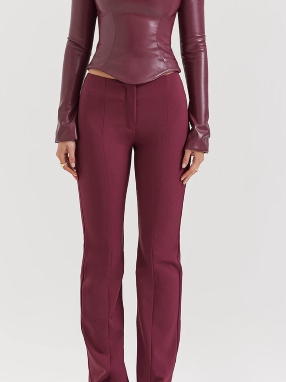 House of CB Plum Boot-Cut Ponte Pants